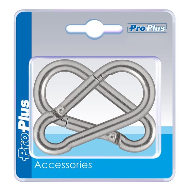 ProPlus Karabijnhaak - RVS - 8 x 80 mm - 2 stuks - chroom
