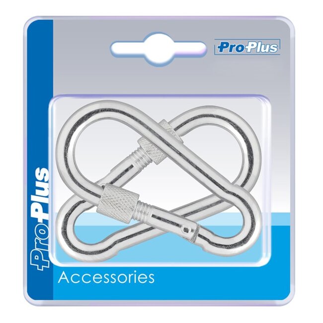 ProPlus Karabijnhaak met schroefsluiting - Metaal - 8x80 mm - 2 stuks