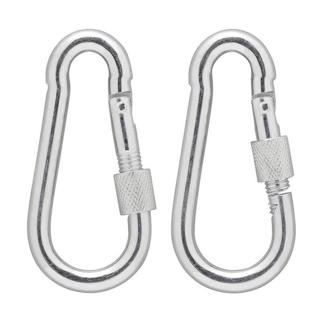 ProPlus Karabijnhaak met schroefsluiting - Metaal - 8x80 mm - 2 stuks