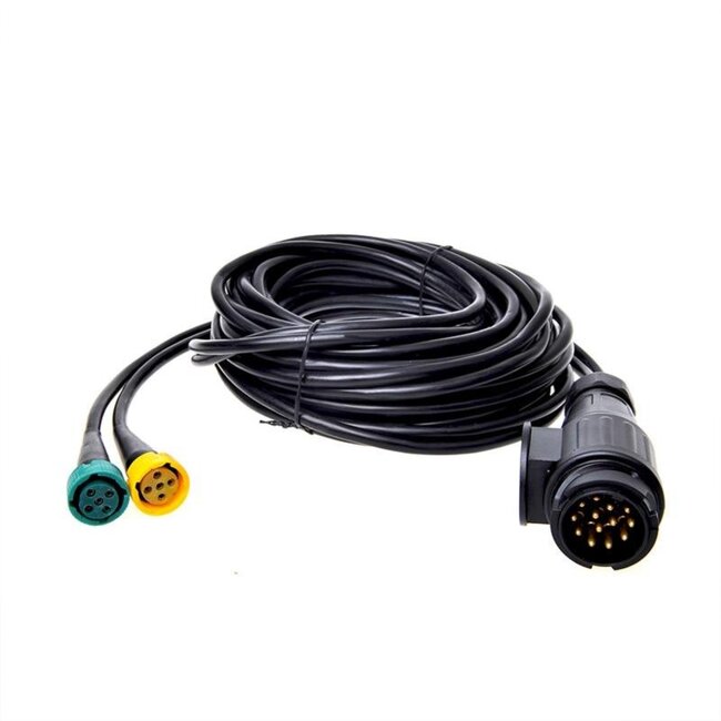 ProPlus Kabelset - 7 meter - 13-polige stekker naar 2 x 5-polige connector - zwart kunststof