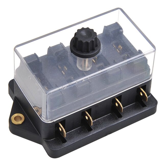 ProPlus Waterdichte verbindingsdoos - 4-polig - voor 4 steekzekeringen - max. 30 amp - transparant deksel