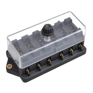 ProPlus Waterdichte zekeringsdoos - 6 polig - 6 zekeringen - 30 amp - transparant deksel