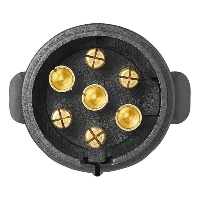 ProPlus 7-polige aanhangwagenstekker - metaal - kabelschoenaansluiting - robuuste behuizing - messing contacten