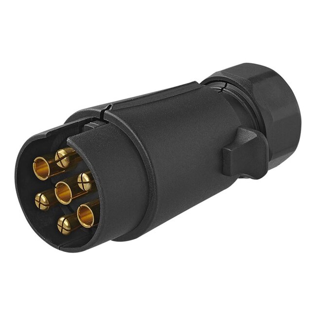 ProPlus 7-polige aanhangwagenstekker - metaal - kabelschoenaansluiting - robuuste behuizing - messing contacten