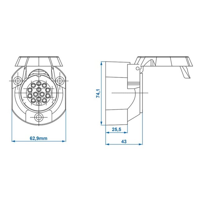 Stekker 13-polig PVC Jaeger | AanhangerShop.nl - Stekkers en