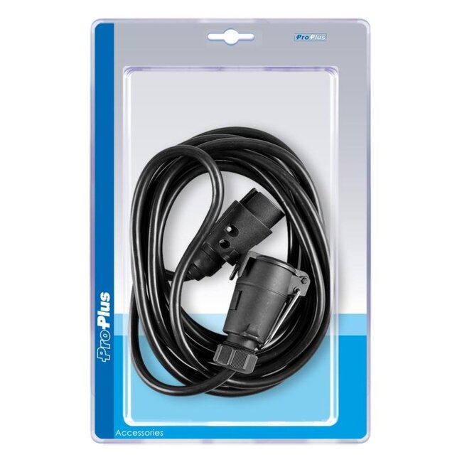 ProPlus Verlengkabel 5 meter - 7-polig stekker en stekkerdoos - zwart kunststof