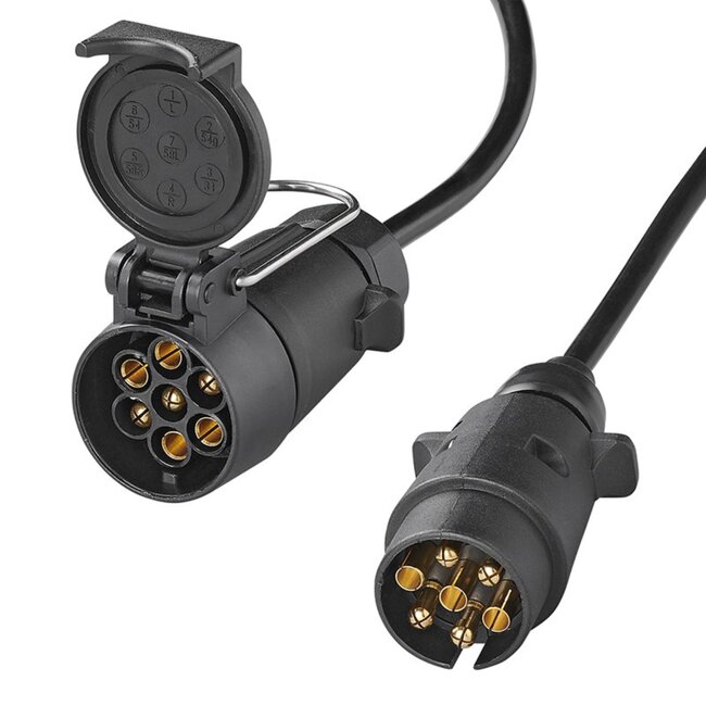 ProPlus Verlengkabel 5 meter - 7-polig stekker en stekkerdoos - zwart kunststof