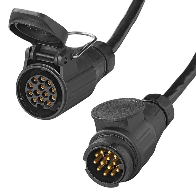 ProPlus Verlengkabel - 13-polig - 5 meter - zwart - voor aanhanger, caravan, trailer of fietsendrager