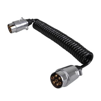 ProPlus Spiraalkabel - Verlengkabel - 3,5 meter - 2 x 7-polige stekkers - Metaal