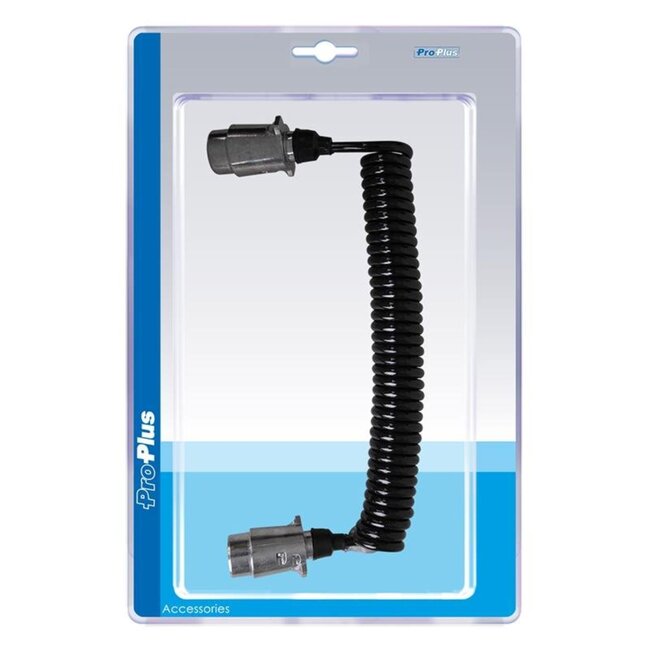 ProPlus Spiraalkabel - 7-polig - 4,5 meter - PVC en staal - zwart/zilver