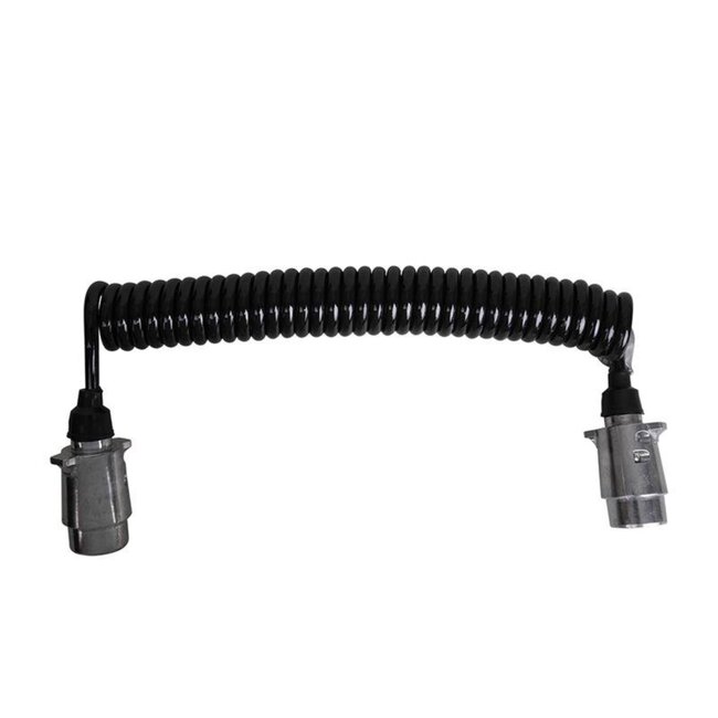 ProPlus Spiraalkabel - 7-polig - 4,5 meter - PVC en staal - zwart/zilver