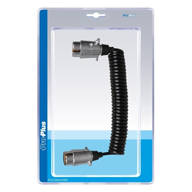 ProPlus Spiraalkabel - Verlengkabel - 7-polig - 3,5 meter - Zwart/Zilver - PVC/Staal