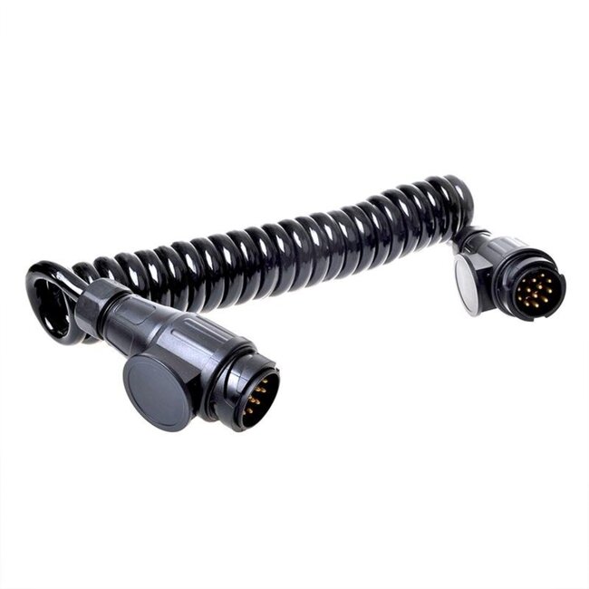 ProPlus Spiraalkabel - Verlengkabel - 8-aderig - 3,5 meter - 2x 13-polige stekkers - PVC