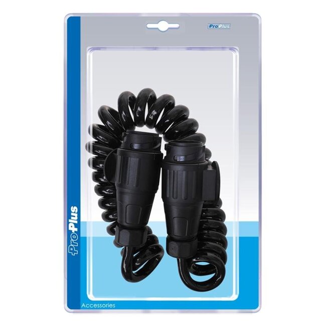 ProPlus Spiraalkabel - Verlengkabel - 13-polig - 3,5 meter - PVC - zwart