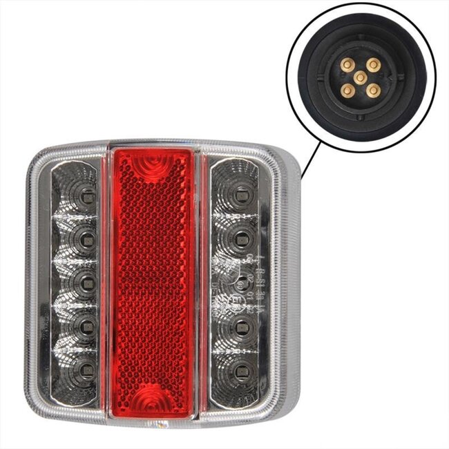 ProPlus Achterlicht aanhangwagen/caravan - 4 functies - 14-LED - 98 x 105 mm - 5-pins EC aansluiting