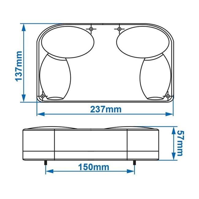 ProPlus Achterlicht aanhangwagen/caravan - 6 functies - 237 x 137 mm - rechts