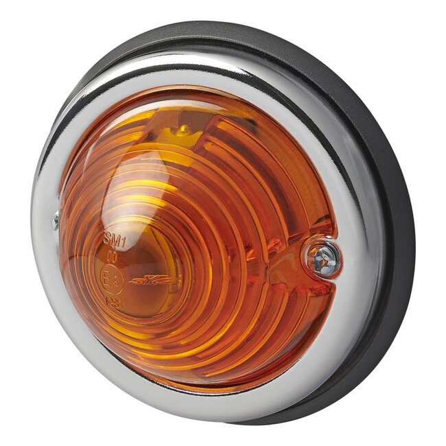 ProPlus Zijmarkeringslamp - Oranje - Verchroomde ring - Rubber basis - Ø 70 mm - Inclusief 12V gloeilamp
