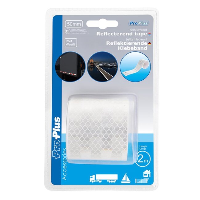 ProPlus Reflecterende tape - prisma technologie - ECE-104 Klasse C - 50 mm x 2 meter - wit