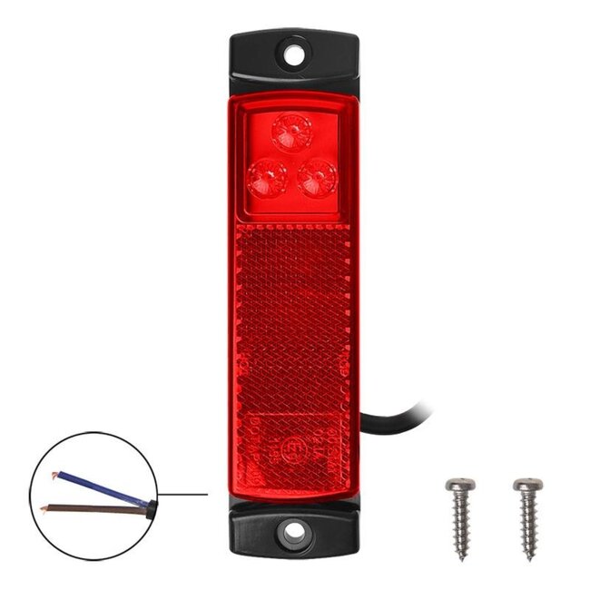 Pro Plus Markeringslamp - Contourverlichting - 126 x 30 mm - 12 en 24 Volt - LED - Rood - blister