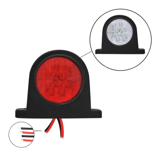 ProPlus Breedtelicht - 68 x 62 mm - 10-30V - 8 LED - Rood/Wit - Waterdicht IP67