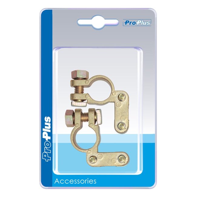 ProPlus Accupoolklem set - messing en staal - Ø 16-17 mm - goud - 2 stuks