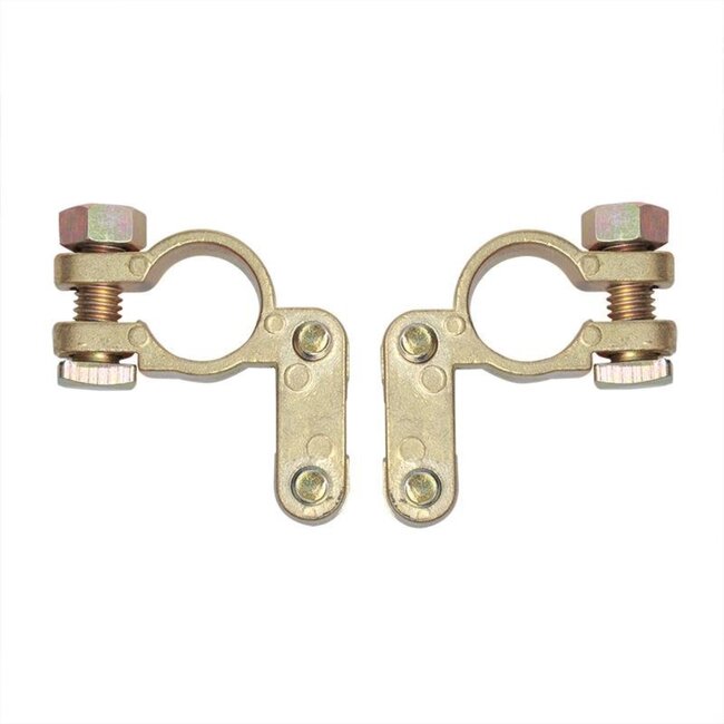 ProPlus Accupoolklem set - messing en staal - Ø 16-17 mm - goud - 2 stuks