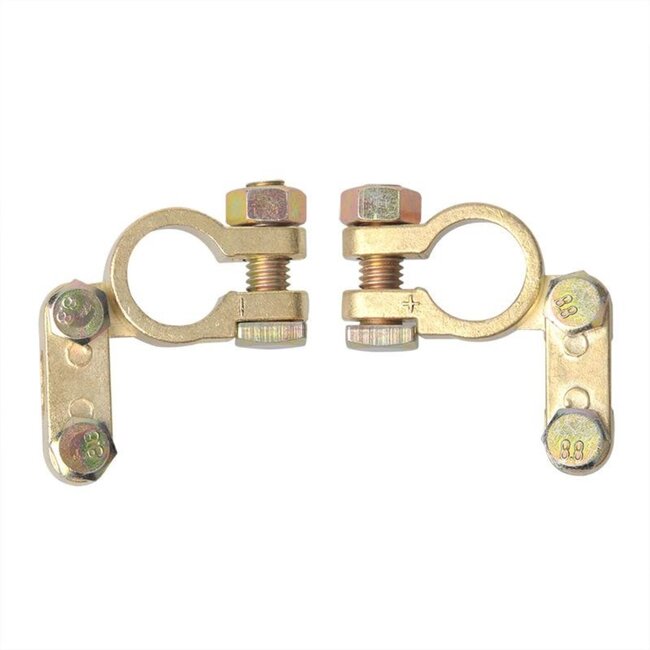 ProPlus Accupoolklem set - messing en staal - Ø 16-17 mm - goud - 2 stuks