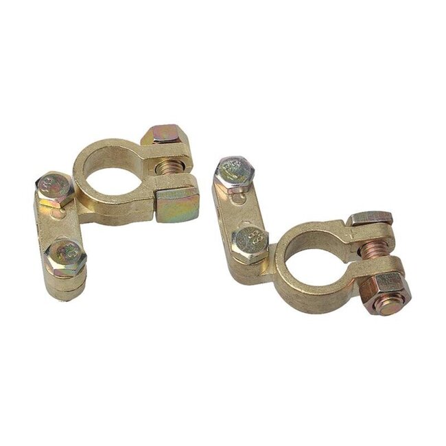 ProPlus Accupoolklem set - messing en staal - Ø 16-17 mm - goud - 2 stuks