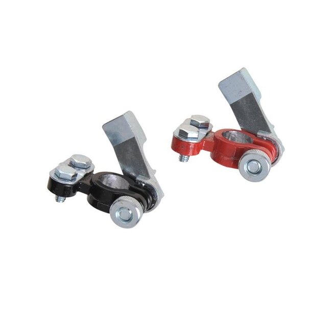 ProPlus Accupoolklemmen set - snelsluiting - rood en zwart - 12-24V - 4-6AWG