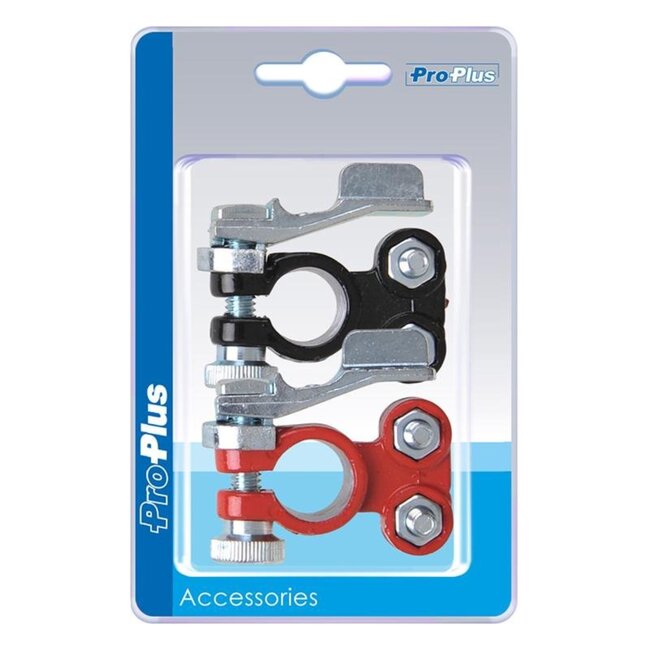 ProPlus Snelsluitende accupoolklem set - rood en zwart - aluminium en staal - dIN-type - 12-24V