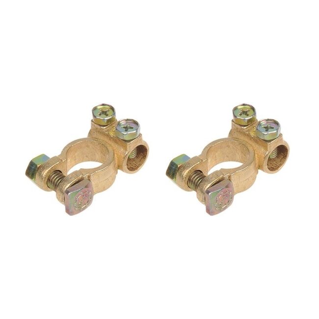 ProPlus Accupoolklemmen set - messing - staal - 35-50 mm² - goud - 2 stuks