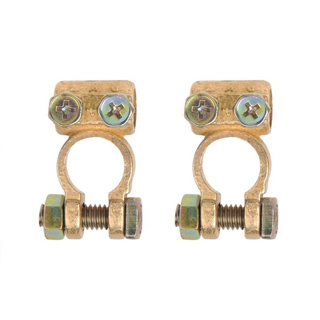 ProPlus Accupoolklemmen set - messing - staal - 35-50 mm² - goud - 2 stuks