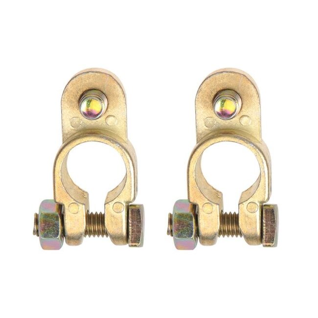 ProPlus Accupoolklemmen set - messing en staal - M8 bout - dIN accupolen - 16 mm diameter