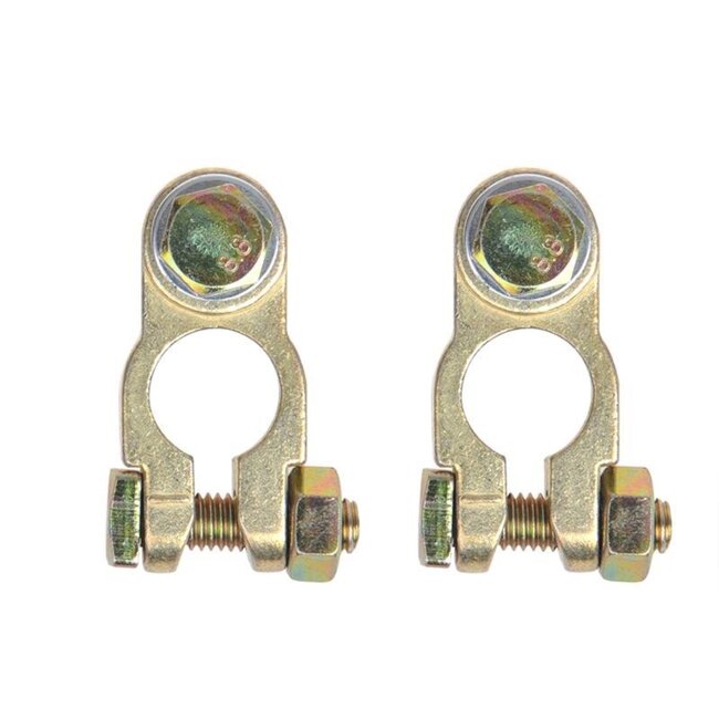 ProPlus Accupoolklem Set - M8 Bout - Goudkleurig - Messing - Voor Min en Plus Pool