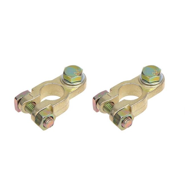 ProPlus Accupoolklem Set - M8 Bout - Goudkleurig - Messing - Voor Min en Plus Pool