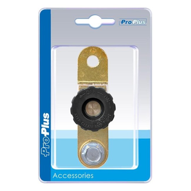 ProPlus Accupoolklem met stroomonderbreker - plat - Ø 10 mm - minpool - goud