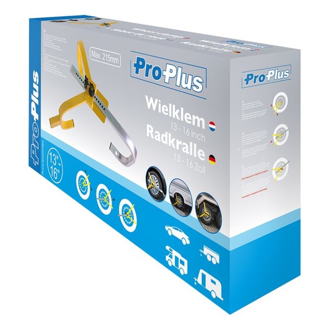 ProPlus Wielklem - 13 t/m 16 inch - Veiligheidsslot - Inclusief 3 sleutels - Geschikt voor diverse velgen