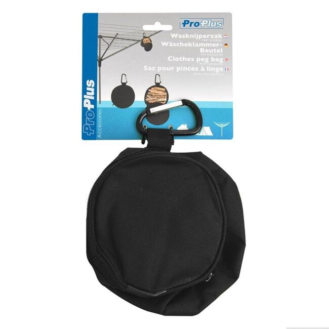 ProPlus Wasknijperzak - Karabijnhaak - Compact - Zwart - Ø 140 mm x 170 mm