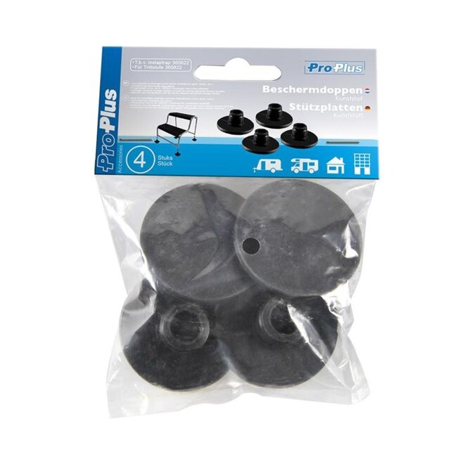 ProPlus Beschermdoppen kunststof voor caravan opstapje - 2 treden - zwart - set van 2