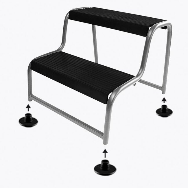 ProPlus Beschermdoppen kunststof voor caravan opstapje - 2 treden - zwart - set van 2