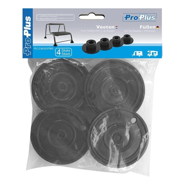 ProPlus Voetenset voor tafelpoten en opstapjes - Ø35 mm - 4 stuks - zwart kunststof