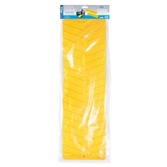 ProPlus Antislipmat auto - geribbeld - 740 x 225 mm - geel - set van 2