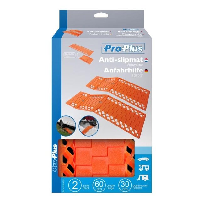 ProPlus Opvouwbare antislipmat - auto - 600 x 175 mm - oranje - set van 2