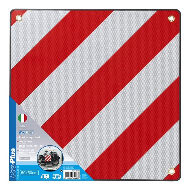 ProPlus Markeringsbord aluminium - 50x50 cm - Geschikt voor Italië - Verplicht bij fietsvervoer