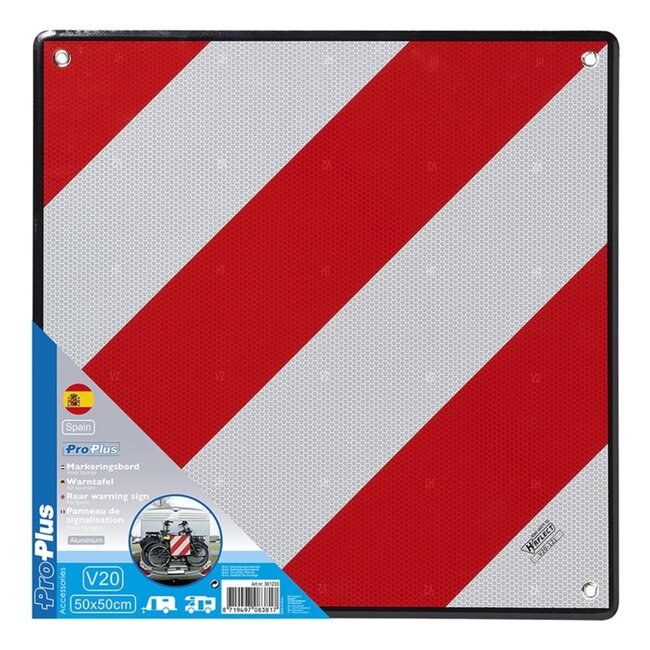 ProPlus Aluminium markeringsbord - 50 x 50 cm - Rood-witte strepen - Geschikt voor Spanje