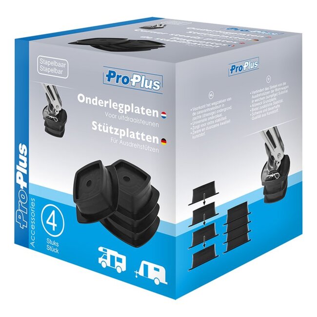 ProPlus Stapelbare onderlegplaten - extra stabiliteit - 4 stuks - duurzaam kunststof
