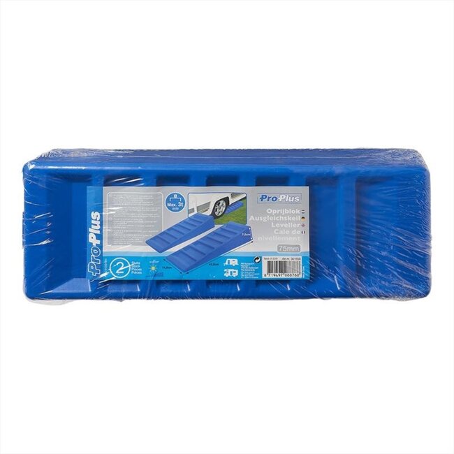 ProPlus Oprijblok leveller set - lichtgewicht kunststof - UV-bescherming - 145 x 415 x 75 mm - blauw - 2 stuks