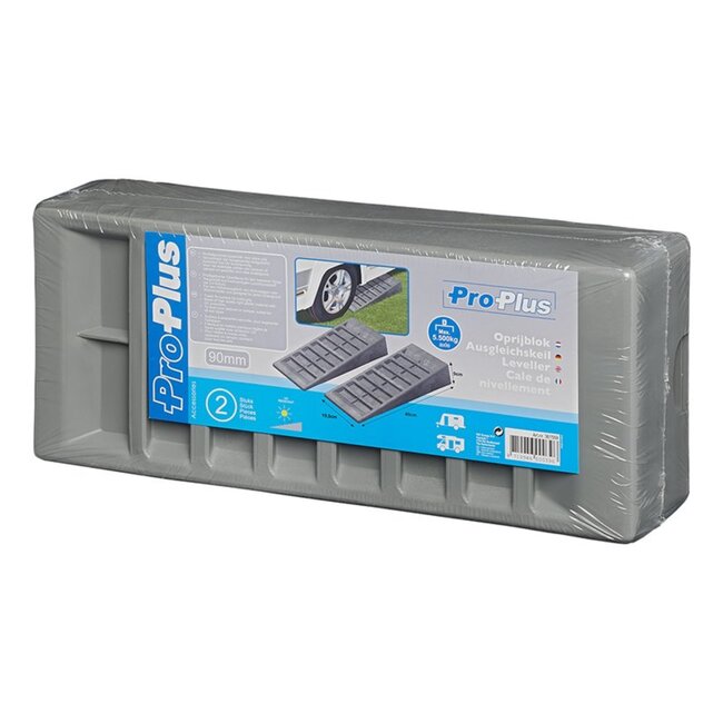 ProPlus Oprijblokken - Extra grip - Lichtgewicht kunststof - 195 x 480 x 90 mm - Grijs - 2 stuks