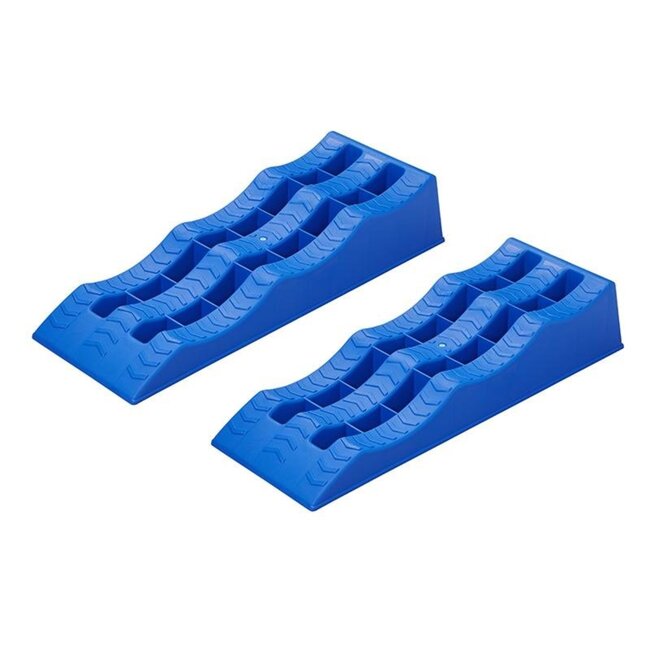 ProPlus Oprijblok set - 3 niveaus - lichtgewicht kunststof - blauw - 2 stuks