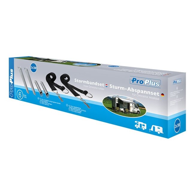 ProPlus Stormbandset voor luifels - 2 spanbanden - 6-delig - 300 cm